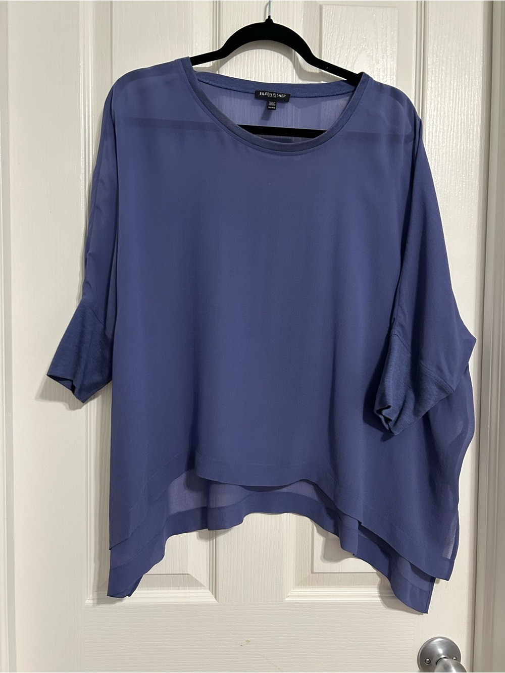 Eileen Fisher Sheer Silk Tunic in Periwinkle Blue